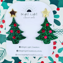 Load image into Gallery viewer, Traditional Christmas Tree Stud Dangle Earrings