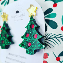 Load image into Gallery viewer, Traditional Christmas Tree Stud Dangle Earrings