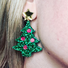 Load image into Gallery viewer, Traditional Christmas Tree Stud Dangle Earrings