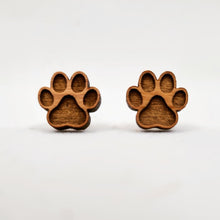 Load image into Gallery viewer, Wooden Paw Print Stud Earrings