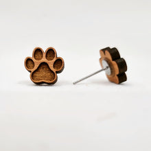 Load image into Gallery viewer, Wooden Paw Print Stud Earrings