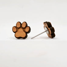 Load image into Gallery viewer, Wooden Paw Stud Earrings