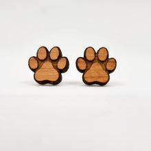 Load image into Gallery viewer, Wooden Paw Stud Earrings