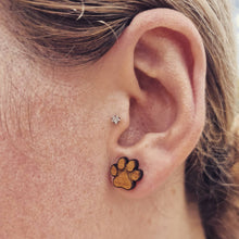 Load image into Gallery viewer, Wooden Paw Stud Earrings