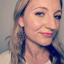 Load image into Gallery viewer, Wooden Flower Mandala Hook Dangle Earrings