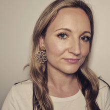 Load image into Gallery viewer, Wooden Flower Mandala Stud Dangle Earrings