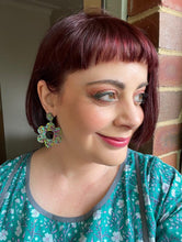 Load image into Gallery viewer, Glitter Retro Flower Stud Dangle Earrings