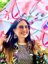 Load image into Gallery viewer, Glitter Retro Geometric Stud Dangle Earrings