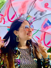 Load image into Gallery viewer, Glitter Retro Geometric Stud Dangle Earrings