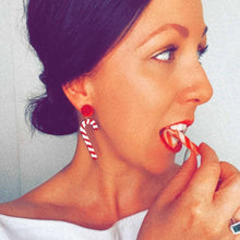 Load image into Gallery viewer, Candy Cane Stud Dangle Earrings