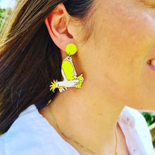 Load image into Gallery viewer, Yellow-Crested Cockatoo Stud Dangle Earrings