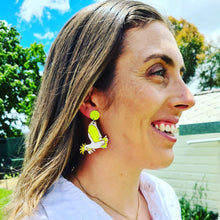 Load image into Gallery viewer, Yellow-Crested Cockatoo Stud Dangle Earrings