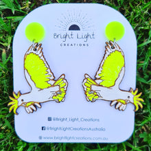 Load image into Gallery viewer, Yellow-Crested Cockatoo Stud Dangle Earrings