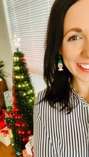 Load image into Gallery viewer, Green Christmas Elf Stud Dangle Earrings