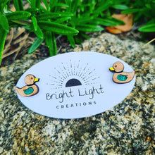 Load image into Gallery viewer, Little Green Winged Duck Stud Earrings