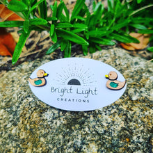 Load image into Gallery viewer, Little Green Winged Duck Stud Earrings