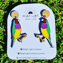 Load image into Gallery viewer, Gouldian Finch Stud Dangle Earrings