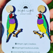 Load image into Gallery viewer, Gouldian Finch Stud Dangle Earrings