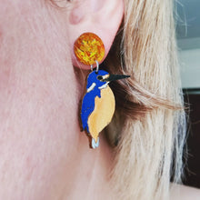 Load image into Gallery viewer, Azure Kingfisher Stud Dangle Earrings