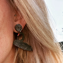 Load image into Gallery viewer, Black Swan Stud Dangle Earrings