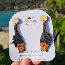 Load image into Gallery viewer, Fruit Bat Stud Dangle Earrings