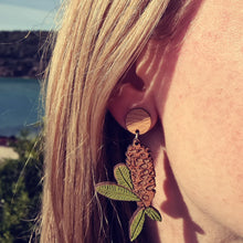 Load image into Gallery viewer, Banksia Cone Stud Dangle Earrings
