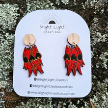 Load image into Gallery viewer, Desert Pea Wildflower Stud Dangle Earrings