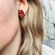 Load image into Gallery viewer, Desert Pea Wildflower Stud Earrings