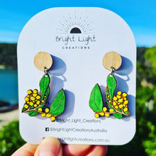 Load image into Gallery viewer, Aussie Golden Wattle Stud Dangle Earrings