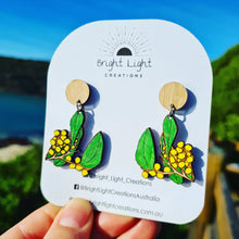 Load image into Gallery viewer, Aussie Golden Wattle Stud Dangle Earrings