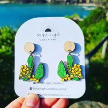 Load image into Gallery viewer, Aussie Golden Wattle Stud Dangle Earrings