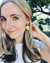 Load image into Gallery viewer, Daffodil Flower Stud Dangle Earrings