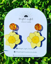 Load image into Gallery viewer, Daffodil Flower Stud Dangle Earrings