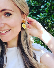 Load image into Gallery viewer, Daffodil Flower Stud Dangle Earrings