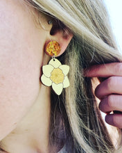 Load image into Gallery viewer, Daffodil Flower Stud Dangle Earrings