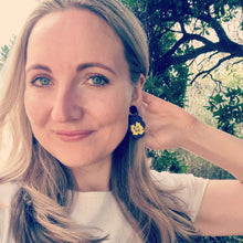 Load image into Gallery viewer, Pansy Flower Stud Dangle Earrings