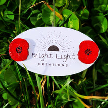 Load image into Gallery viewer, Red Poppy Flower Stud Earrings