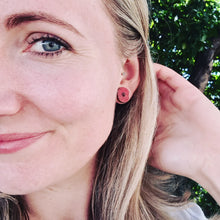 Load image into Gallery viewer, Red Poppy Flower Stud Earrings