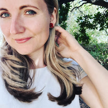 Load image into Gallery viewer, Red Poppy Flower Stud Earrings