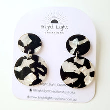 Load image into Gallery viewer, Retro Black and White Tortoise Shell Statement Stud Dangle Earrings