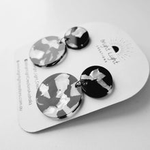 Load image into Gallery viewer, Retro Black and White Tortoise Shell Statement Stud Dangle Earrings