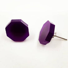 Load image into Gallery viewer, Dark Purple Geometric Stud Earrings
