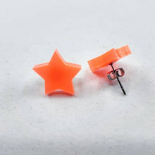 Load image into Gallery viewer, Bright Neon Orange Star Stud Earrings