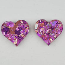 Load image into Gallery viewer, Pink Confetti Glitter Heart Stud Earrings