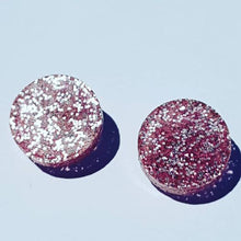 Load image into Gallery viewer, Pink Glitter Round Stud Earrings