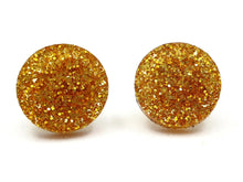 Load image into Gallery viewer, Gold Glitter Round Stud Earrings