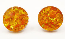 Load image into Gallery viewer, Confetti Glitter Gold Round Stud Earrings