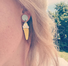 Load image into Gallery viewer, Icecream Cone Stud Dangle Earrings