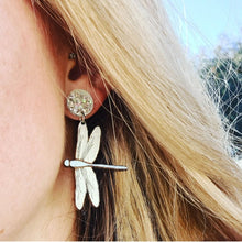 Load image into Gallery viewer, Blue Dragonfly Stud Dangle Earrings