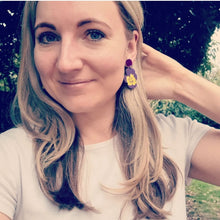 Load image into Gallery viewer, Pansy Flower Stud Dangle Earrings